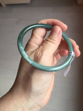 Load image into Gallery viewer, 59.3mm Certified Type A 100% Natural dark green/blue/gray Guatemala slim round cut Jadeite bangle BP191-2432
