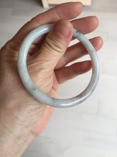 Load image into Gallery viewer, 58mm certified 100% natural type A light green/purple with green fly flowers round cut jadeite jade bangle BN55-3123