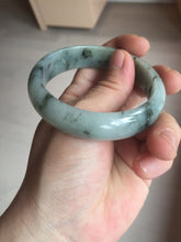 Load image into Gallery viewer, 54.5mm certified 100% natural icy watery light green with dark green flying flowers jadeite jade bangle S90-7079