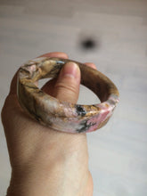 Load image into Gallery viewer, 54.9mm 100% natural pink/black time series(时光系列) rose stone (Rhodonite)square bangle XY83