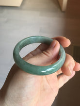 Load image into Gallery viewer, 54.5mm certified Type A 100% Natural dark green gary(油青) oval Jadeite Jade bangle PB206-3357