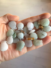 Load image into Gallery viewer, 100% Natural  light green/white/purple Jadeite Jade money bag bead pendant group F153
