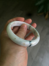 Load image into Gallery viewer, 59.6mm Certificated Type A 100% Natural White green red purplewith green floating flowers Jadeite Jade bangle G110-9546