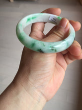 Load image into Gallery viewer, 58mm Certified Type A 100% Natural sunny green/white Jadeite Jade bangle BN16-7069