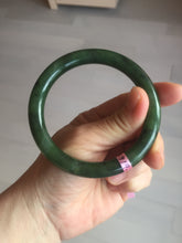 Load image into Gallery viewer, 58.5mm 100% Natural dark green nephrite Jade (碧玉) round cut bangle G39