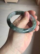 Load image into Gallery viewer, 58mm Certificated icy watery dark green/black/white seaweed jadeite jade bangle S82-7077