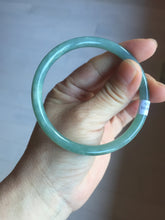 Load image into Gallery viewer, 58.5mm Certified Type A 100% Natural light green/blue/gray Guatemala slim round cut Jadeite bangle PD72-8135