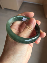 Load image into Gallery viewer, 55.5mm Certified Type A 100% Natural oily dark green(老油青)/gray Jadeite bangle BG230-0389