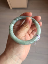 Load image into Gallery viewer, 55mm certified 100% natural Type A light green with green floating flowers round cut jadeite jade bangle BS106-2540