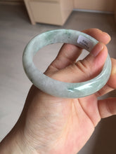 Load image into Gallery viewer, 54.5mm Certified 100% natural Type A white with green floating flowers jadeite jade bangle BN19-7053