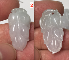 Load image into Gallery viewer, 100% natural type A icy watery white purple green jadeite jade  leaf pendant group F157