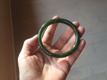 Load image into Gallery viewer, 59.2mm certified 100% Natural dark green/black nephrite (碧玉) bangle HN24-9139
