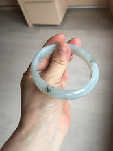 Load image into Gallery viewer, 57.7mm certificated Type A 100% Natural icy watery light green/white with dark green floating flowers Jadeite Jade bangle AD103-5251