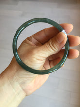 Load image into Gallery viewer, 62.5mm Certified Type A 100% Natural deep sea dark green/blue/black slim round cut Guatemala Jadeite bangle PC162-7020