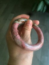 Load image into Gallery viewer, sold! Please don’t order. Thanks 53.4mm 100% natural chubby pink rose stone (Rhodonite) round cut bangle CB65