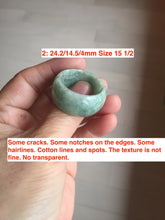 Load image into Gallery viewer, 100% natural type A light green white purple broad jadeite jade band ring thumb ring Pb53