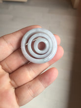 Load image into Gallery viewer, 33.6/23.5/14.7mm Type A 100% Natural light purple white Jadeite Jade concentric circle safety Guardian ring pendant set BK113