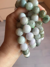 Load image into Gallery viewer, 13.2mm 100% natural type A dark green gray jadeite jade beads bracelet group AT103