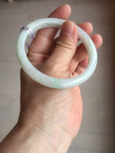 Load image into Gallery viewer, 58mm certified type A 100% Natural fresh light green/white slim jadeite jade bangle E80-0996