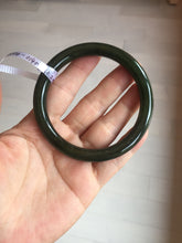 Load image into Gallery viewer, 60.2mm certified 100% Natural dark green/black round cut nephrite Jade(碧玉) bangle HN14-0140