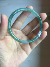 Load image into Gallery viewer, 57mm Certified Type A 100% Natural light green/blue/gray/brown with flying snow Guatemala slim round cut Jadeite bangle PD57-5536