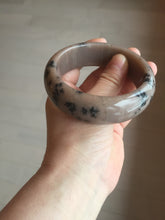 Load image into Gallery viewer, 60mm 100% natural chocolate milk color with flying leaf morning in the country chubby Quartzite (Shetaicui jade) bangle AW5