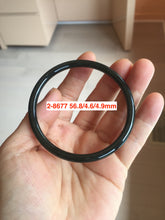 Load image into Gallery viewer, 55-63mm certified 100% Natural dark green black (青玉) slim round cut nephrite group Jade bangle HT106
