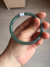Load image into Gallery viewer, 57mm Certified Type A 100% Natural icy watery deep sea dark green/blue/gray/black slim round cut Guatemala Jadeite bangle AU66-7055
