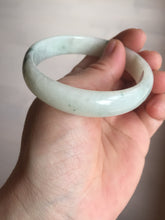 Load image into Gallery viewer, 55.5mm Certified type A 100% Natural light green with green flying flowers Jadeite bangle D131-4024
