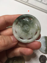 Load image into Gallery viewer, 100% natural type A light green dark green jadeite jade the eight trigrams (Bagua,八卦) pendant group F155