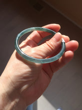 Load image into Gallery viewer, 58.5mm Certified Type A 100% Natural icy watery light green/blue/gray Guatemala slim round cut Jadeite bangle BG94-2498
