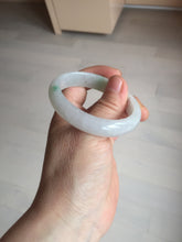 Load image into Gallery viewer, 47mm certified 100% natural Type A icy watery sunny green white oval jadeite jade bangle BP47-9362
