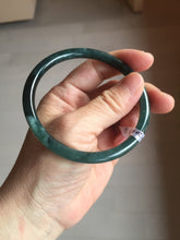 Load image into Gallery viewer, 61mm Certified Type A 100% Natural light green/blue/gray Guatemala slim round cut Jadeite bangle BP198-2051