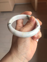 Load image into Gallery viewer, 59.4mm Certificated Type A 100% Natural White purple with green floating flowers Jadeite Jade bangle G110-1-9523