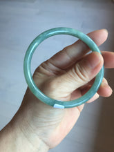 Load image into Gallery viewer, 58.5mm Certified Type A 100% Natural light green/blue/gray Guatemala slim round cut Jadeite bangle PD75-8151