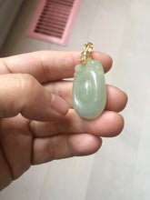 Load image into Gallery viewer, 100% Natural type A icy oily light green gray Jadeite Jade seashell (福贝)  pendant F147