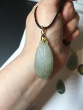 Load image into Gallery viewer, 100% Natural type A light green/gray candied dates Jadeite Jade pendant AX155