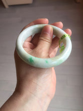 Load image into Gallery viewer, 58mm certificated Type A 100% Natural sunny green/white Jadeite Jade bangle E48-7904