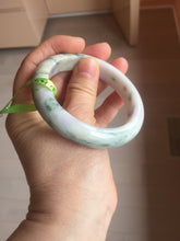 Load image into Gallery viewer, 55.2mm Certified Type A 100% Natural light green/purple/brown with green floating flowers Jadeite Jade bangle F86-6199