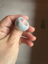 Load image into Gallery viewer, 100% natural type A light purple/green/white broad jadeite jade band ring thumb ring Pb42