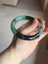 Load image into Gallery viewer, 58.5mm certified Type A 100% Natural sunny green dark green light green (half mountain half watery 半山半水) Jadeite Jade bangle PB194-9765
