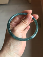 Load image into Gallery viewer, 59.5mm Certified Type A 100% Natural dark green/blue/gray Guatemala slim round cut Jadeite bangle PD177-2483