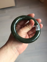 Load image into Gallery viewer, 55.5mm certified 100% Natural dark green/gray/black chubby round cut nephrite Jade bangle HF85-0882