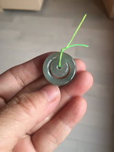 Load image into Gallery viewer, 21-22mm Type A 100% Natural light purple/oily light green/gray Jadeite Jade concentric circle safety Guardian ring Pendant (子母扣,同心环) group PB45