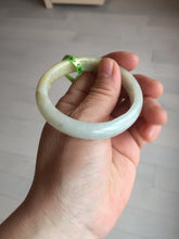 Load image into Gallery viewer, 51.5mm certified 100% natural Type A green/yellow oval jadeite jade bangle e68-8540