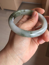 Load image into Gallery viewer, 57.7mm certified Type A 100% Natural dark green brown white with floating seaweed Jadeite Jade bangle BS24-7692