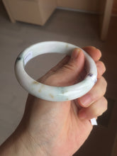 Load image into Gallery viewer, 59.6mm Certificated Type A 100% Natural White green red purplewith green floating flowers Jadeite Jade bangle G110-9546