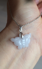 Load image into Gallery viewer, 100% Natural type A icy watery  light green purple white 3D Jadeite Jade butterfly pendant BG47