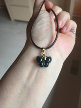 Load image into Gallery viewer, 100% Natural type A icy watery  light dark green/blue/gray/black Guatemala Jadeite Jade butterfly pendant BP177