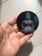 Load image into Gallery viewer, 100% natural black jadeite jade(Wuji, 乌鸡)  Guanyin (观音) safe and sound pendant/worry stone/decor BM38